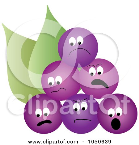 Royalty-Free (RF) Clip Art Illustration of a Bunch Of Sour Purple Grapes by Pams Clipart