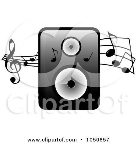 Royalty-Free (RF) Clip Art Illustration of a Music Speaker And Music Notes by Pams Clipart