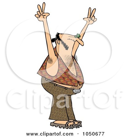 Royalty-Free (RF) Clip Art Illustration of a Hippie Man In A Vest, Holding Up His Hands by djart