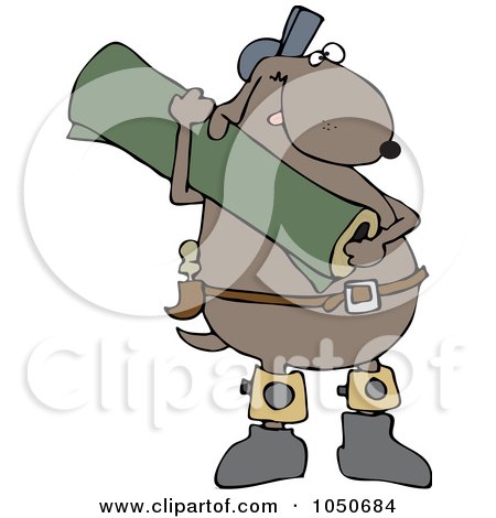 Royalty-Free (RF) Clip Art Illustration of a Carpet Layer Dog Carrying A Rug by djart
