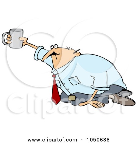 Royalty-Free (RF) Clip Art Illustration of a Broke Businessman Begging On His Knees by djart