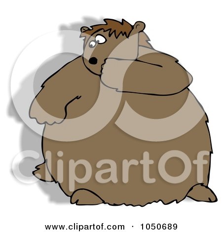 Royalty-Free (RF) Clip Art Illustration of a Chubby Groundhog Looking Back At His Shadow by djart