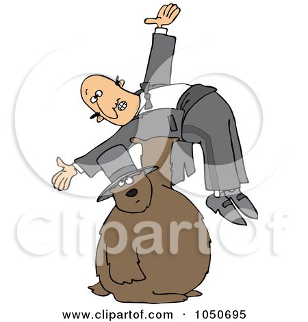 Royalty-Free (RF) Clip Art Illustration of a Groundhog Holding Up A Man by djart