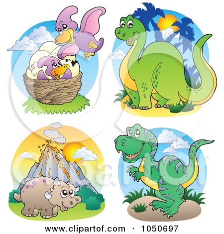 Royalty-Free (RF) Clip Art Illustration of a Digital Collage Of Dinosaur Logos - 2 by visekart