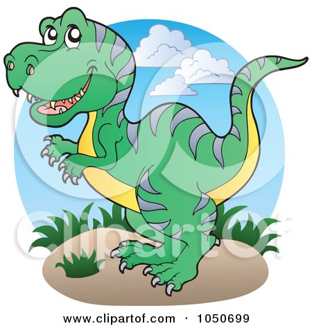 Royalty-Free (RF) Clip Art Illustration of a Tyrannosaurus Rex Logo by visekart