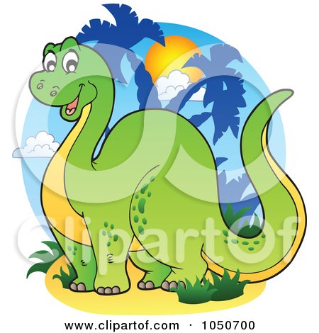 Royalty-Free (RF) Clip Art Illustration of a Brontosaurus Logo by visekart
