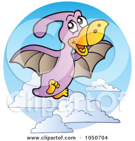 Royalty-Free (RF) Clip Art Illustration of a Flying Pterodactyl Logo by visekart