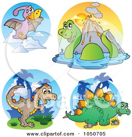 Royalty-Free (RF) Clip Art Illustration of a Digital Collage Of Dinosaur Logos - 1 by visekart