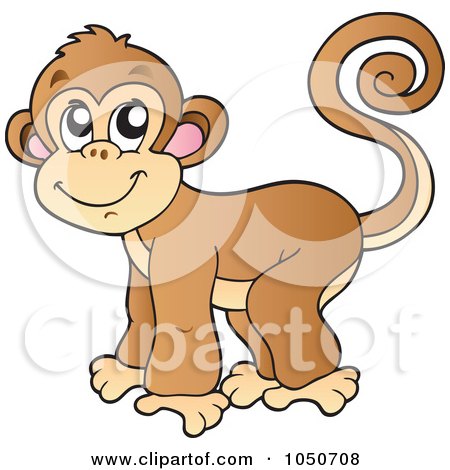 Royalty-Free (RF) Clip Art Illustration of a Monkey With A Curled Tail by visekart