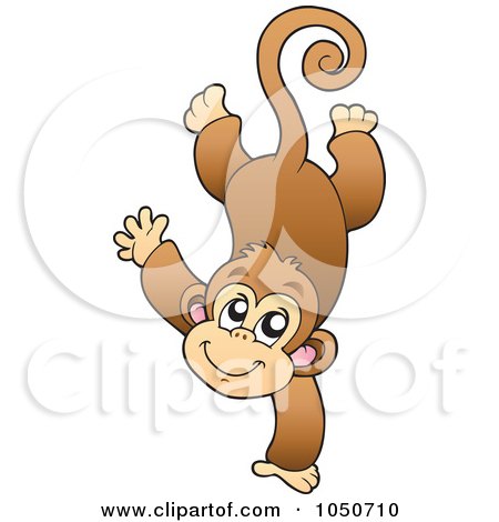 Royalty-Free (RF) Clip Art Illustration of a Monkey Doing A Hand Stand by visekart
