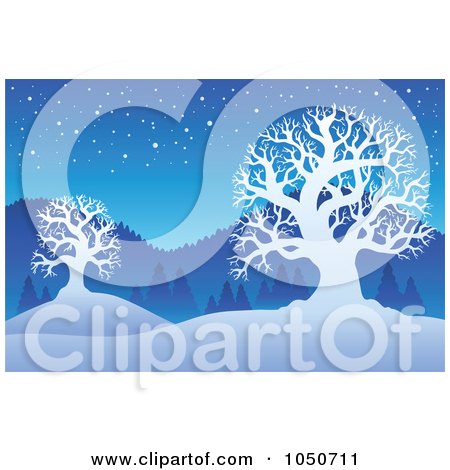 Royalty-Free (RF) Clip Art Illustration of a Background Of Bare Winter Trees - 2 by visekart