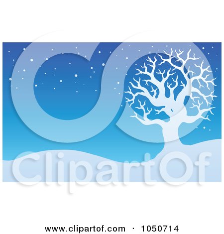 Royalty-Free (RF) Clip Art Illustration of a Background Of A Bare Tree In The Snow - 1 by visekart