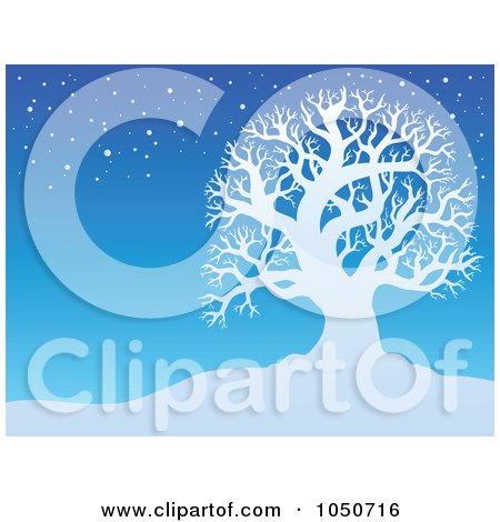 Royalty-Free (RF) Clip Art Illustration of a Background Of A Bare Tree In The Snow - 2 by visekart