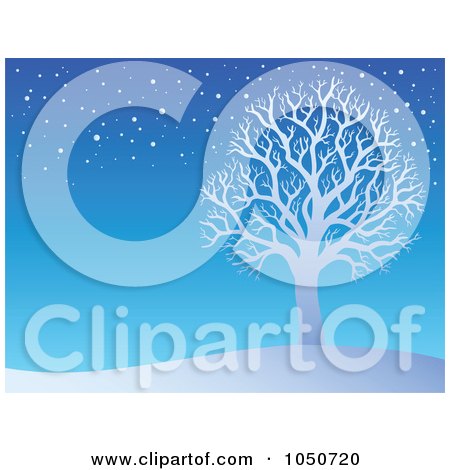 Royalty-Free (RF) Clip Art Illustration of a Background Of A Bare Tree In The Snow - 3 by visekart
