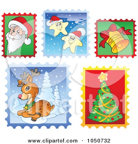 Royalty-Free (RF) Clip Art Illustration of a Digital Collage Of Christmas Postage Stamps - 2 by visekart