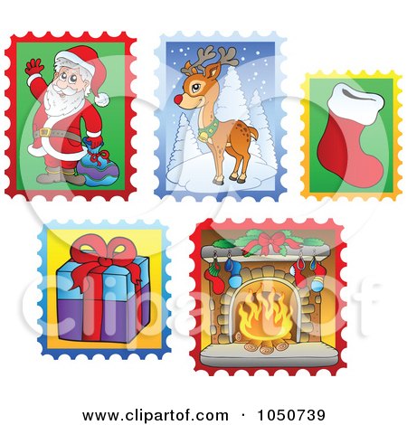 Royalty-Free (RF) Clip Art Illustration of a Digital Collage Of Christmas Postage Stamps - 1 by visekart