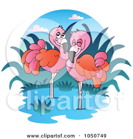 Royalty-Free (RF) Clip Art Illustration of a Wading Flamingo Logo by visekart