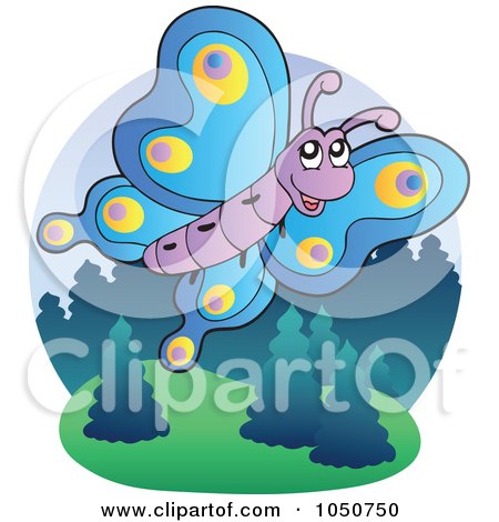 Royalty-Free (RF) Clip Art Illustration of a Flying Butterfly Logo by visekart