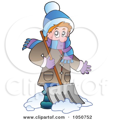 Royalty-Free (RF) Clip Art Illustration of a Man Using A Snow Shovel by visekart