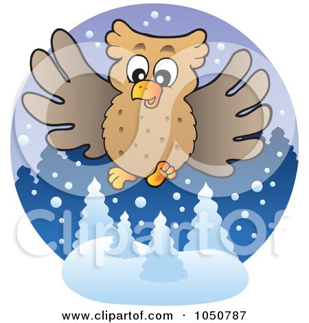 Royalty-Free (RF) Clip Art Illustration of a Winter Owl Logo by visekart