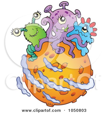 Royalty-Free (RF) Clip Art Illustration of Happy Aliens On A Planet by visekart
