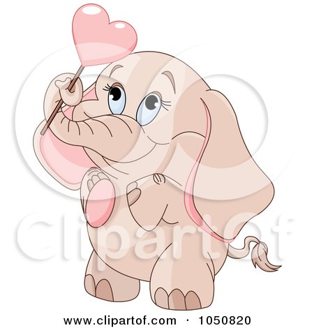 Royalty-Free (RF) Clip Art Illustration of a Cute Valentine Elephant Holding A Heart by Pushkin