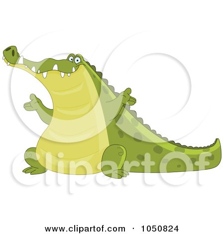 Royalty-Free (RF) Clip Art Illustration of a Happy Crocodile Presenting by yayayoyo
