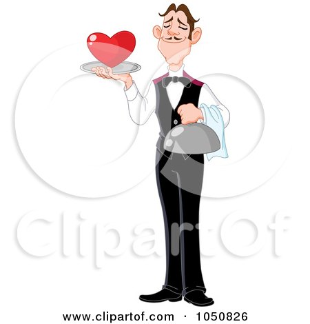Royalty-Free (RF) Clip Art Illustration of a Butler Serving A Heart by yayayoyo