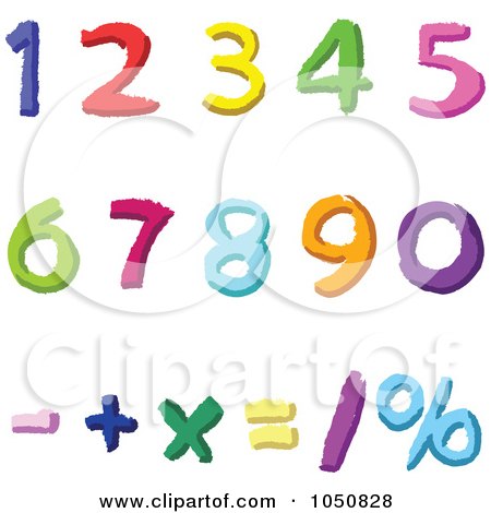 Royalty-Free (RF) Clip Art Illustration of a Digital Collage Of Colorful Math Number Digits And Symbols by yayayoyo