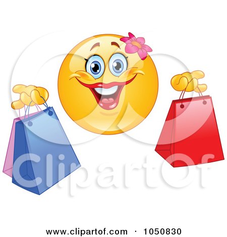Royalty-Free (RF) Clip Art Illustration of a Female Shopping Emoticon by yayayoyo
