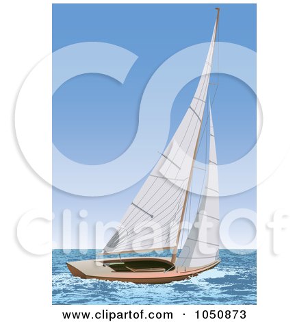 Royalty-Free (RF) Clip Art Illustration of a Sailboat At Sea by Paulo Resende