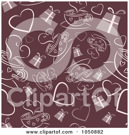Royalty-Free (RF) Clip Art Illustration of Background Of Coffee, Gifts And Hearts by MilsiArt