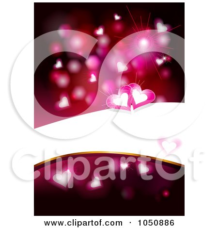 Royalty-Free (RF) Clip Art Illustration of a Background Of Hearts And A Bright Bar For Copyspace by MilsiArt
