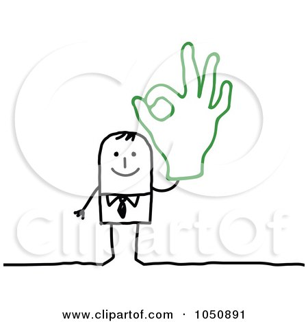 Royalty-Free (RF) Clip Art Illustration of a Stick Businessman Gesturing OK by NL shop