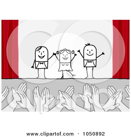 Royalty-Free (RF) Clip Art Illustration of Hands Applauding Stick Actors On Stage by NL shop