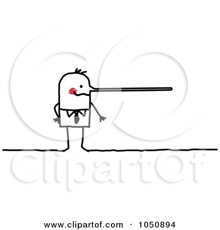 Royalty-Free (RF) Clip Art Illustration of a Lying Stick Businessman With A Long Nose by NL shop