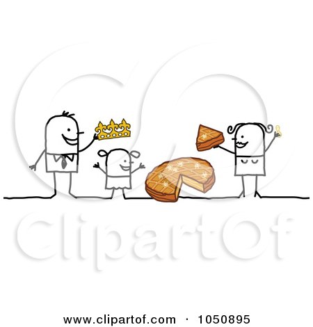 Royalty-Free (RF) Clip Art Illustration of a Stick Family Sharing Cheese by NL shop