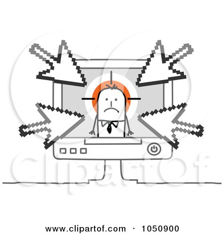 Royalty-Free (RF) Clip Art Illustration of a Stick Businessman Being Targeted By A Cyber Bully - 2 by NL shop