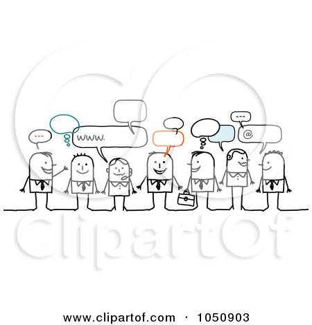 Royalty-Free (RF) Clip Art Illustration of a Group Of Business Stick People Chatting by NL shop