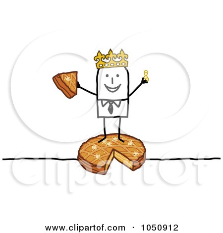Royalty-Free (RF) Clip Art Illustration of a King Stick Man Standing On Cheese by NL shop
