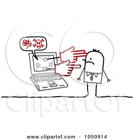 Royalty-Free (RF) Clip Art Illustration of a Stick Businessman Being Targeted By A Cyber Bully - 1 by NL shop