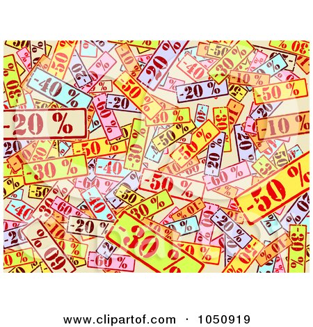 Royalty-Free (RF) Clip Art Illustration of a Background Of Colorful Sale Signs by NL shop
