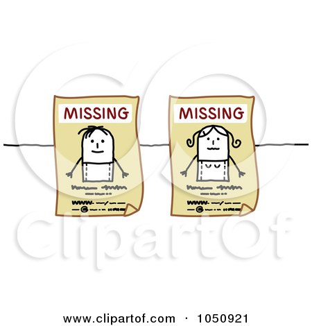 Royalty-Free (RF) Clip Art Illustration of Missing Stick Boy And Girl Signs by NL shop