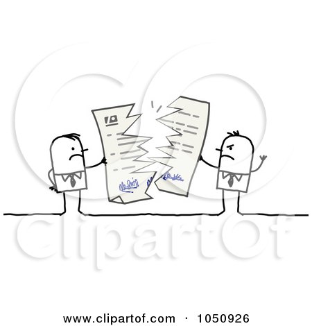 Royalty-Free (RF) Clip Art Illustration of Stick Businessmen Breaking A Contract by NL shop