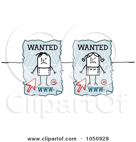Royalty-Free (RF) Clip Art Illustration of Wanted Cyber Bully Signs by NL shop