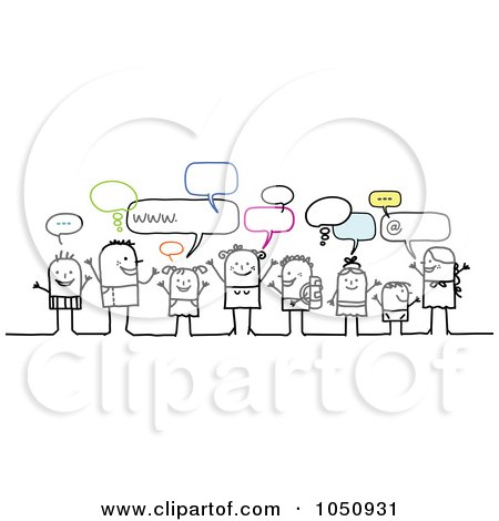 Royalty-Free (RF) Clip Art Illustration of a Group Of Stick Kids And Adults Chatting by NL shop