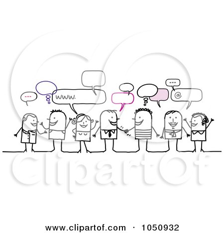 Royalty-Free (RF) Clip Art Illustration of a Group Of Stick Men And Women Chatting by NL shop