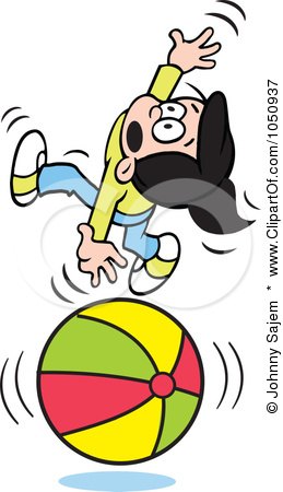 Royalty-Free Vector Clip Art Illustration of a Girl Losing Her Balance On A Ball by Johnny Sajem