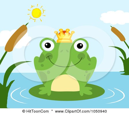 Royalty-Free Vector Clip Art Illustration of a Frog Prince On A Pond by Hit Toon