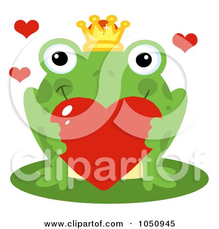 Royalty-Free Vector Clip Art Illustration of a Romantic Frog Prince Holding A Red Heart by Hit Toon
